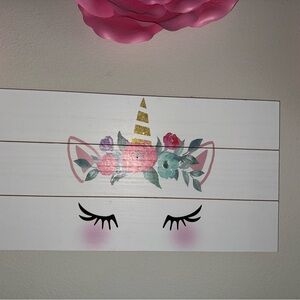 Unicorn Floral Wall Art Decor